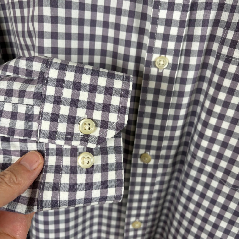 Banana Republic Button Up Shirt Men's LT Purple Gingham Non-Iron Classic Fit - Picture 5 of 6